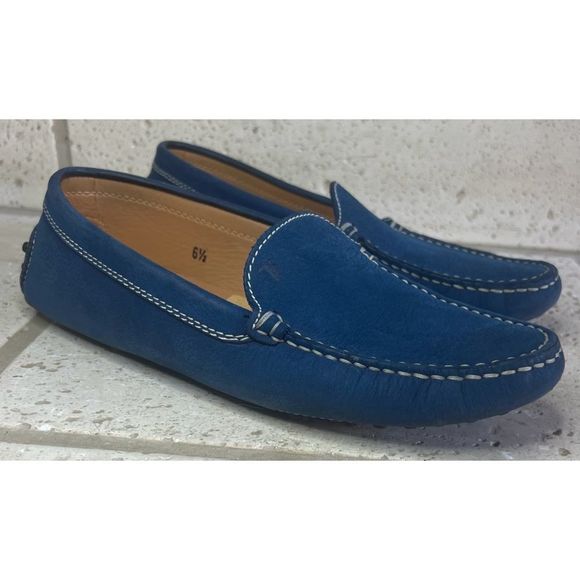 Tod's Wonen’s Blue Leather Gommino Driving Loafers Size 6 1/2 - Picture 10 of 13
